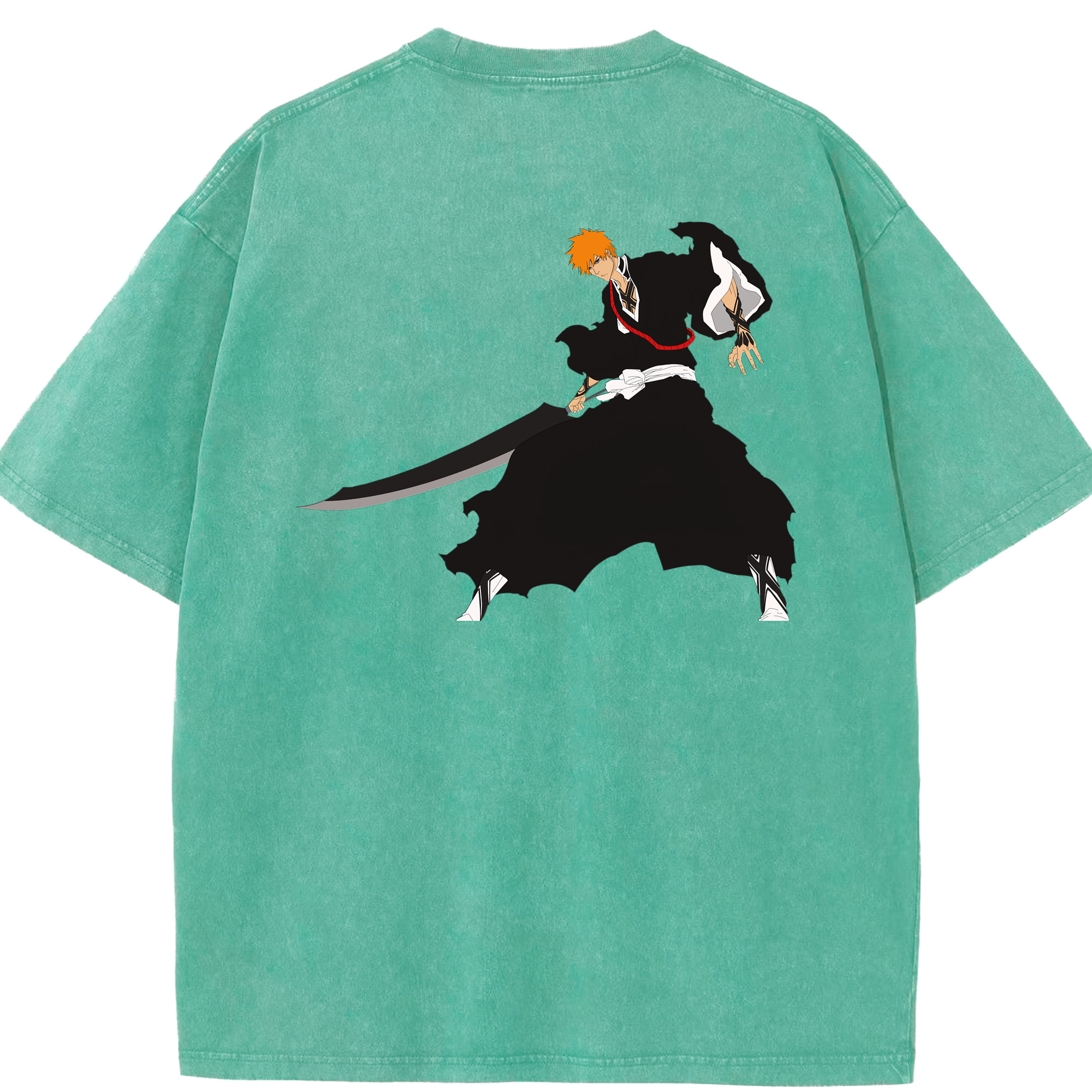（画像用） ブリーチ 黒崎一護（くろさき いちご）BLEACH Kurosaki Ichigo 綿100% ヴィンテージ風 半袖Tシャツ（背面プリント）